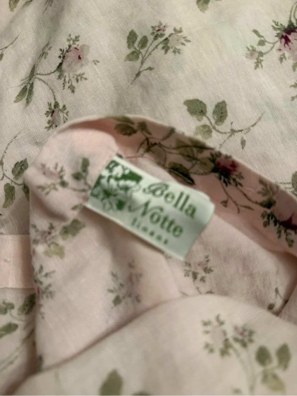 Vintage Bella Notte linen light rose/pale pink PAIR OF STANDARD SHAMS 2” flange
